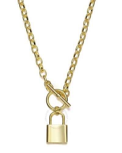 Rachel Glauber Megan Walford 14k Gold Plated Locket Charm Necklace - Metallic