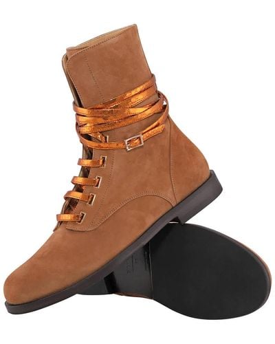 Giannico Hailey Calf Suede Lace-up Boots - Brown