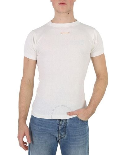 Maison Margiela Ecru Fancy Rib Cotton T-shirt - White