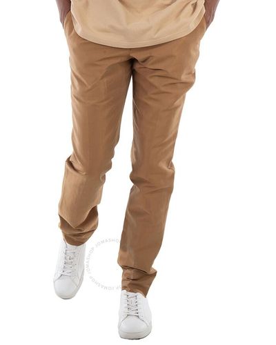 Burberry Camel Wool Linen Tailored Savile Trousers - Brown