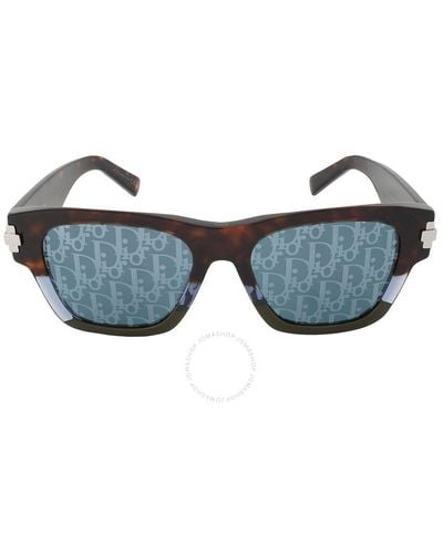 Dior Mirror Logo Square Sunglasses Blacksuit Xl S2u 92b8 - Blue