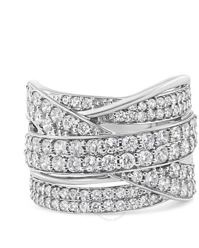 Haus of Brilliance .925 Sterling Silver 2.00 Cttw Round-cut Diamond Overlapping Bypass B - White