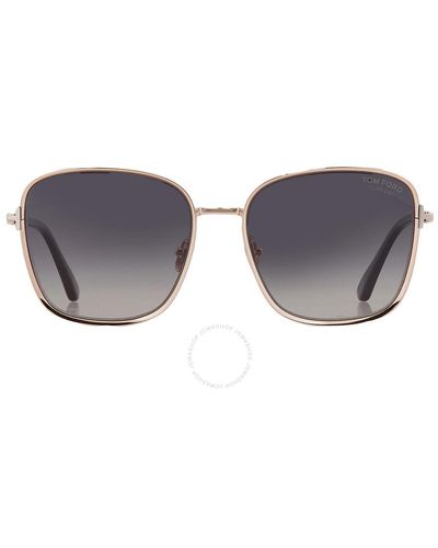 Tom Ford Fern Polarized Smoke Square Sunglasses Ft1029 28d 57 - Grey
