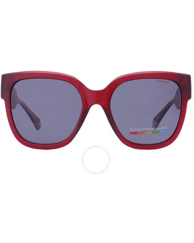 Polaroid Polarized Blue Square Sunglasses Pld 6167/s 0c9a/c3 55 - Purple