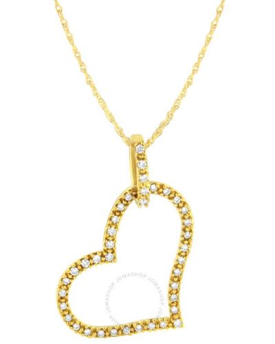 Haus of Brilliance 10k Yellow Gold 1/4 Cttw Prong Set Round-cut Diamond Open Heart 18'' Pendant Necklace - Metallic