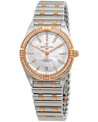 Breitling Chronomat Quartz Chronometer Diamond Mother Of Pearl Dial Two-tone Watch - Metallic