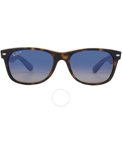 Ray-Ban New Wayfarer Polarized Blue Gradient Square Sunglasses Rb2132 865/78 55