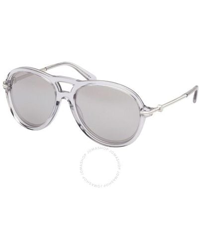 Moncler Peake Smoke Mirror Pilot Sunglasses Ml0288 20c 60 - Metallic