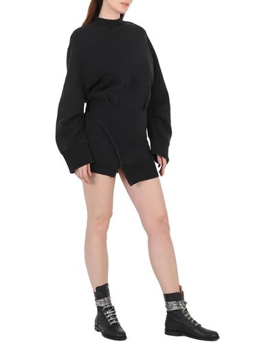 The Attico Long-sleeve Ivory Mini Dress - Black