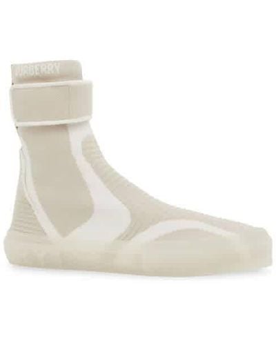 Burberry Knitted Sub High-top Sock Sneakers - Natural