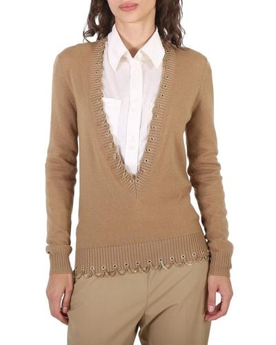 Burberry Chain Detail Cashmere Jumper - Natural