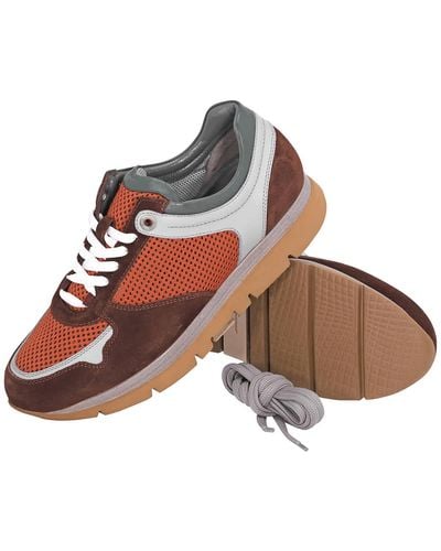 Ferragamo Color-block Visone Fabric And Leather Sneakers - Brown