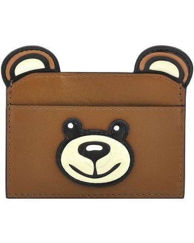 Moschino Leather Teddy Bear Card Holder - Brown