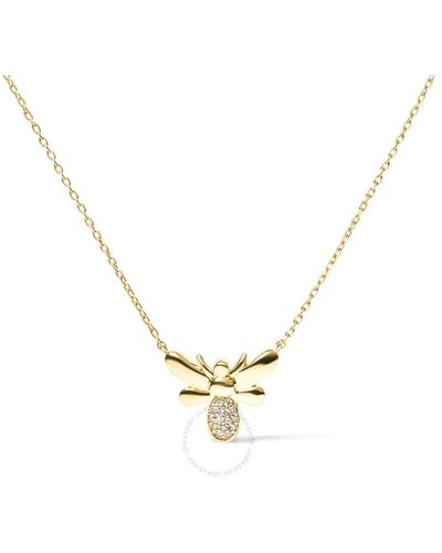Haus of Brilliance 10k Gold Diamond Accented Bumble Bee Pendant 18" Inch Necklace - Metallic