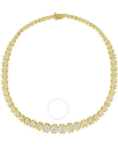 Haus of Brilliance 10k Yellow Gold 4 Cttw Brilliant Round-cut Diamond Graduating Riviera Statement Necklace - Metallic