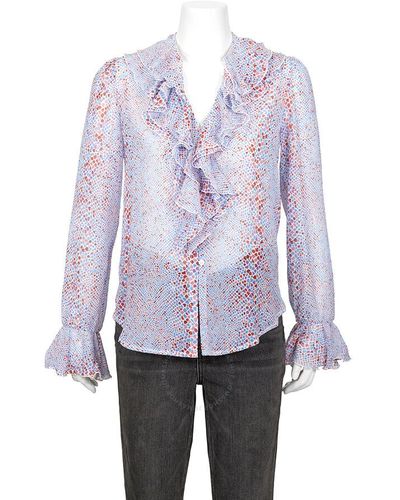 See By Chloé Floral Print Ruffle Blouse - Purple