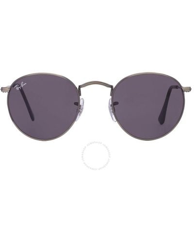 Ray-Ban Round Metal Antiqued Dark Grey Sunglasses Rb3447 9229b1 47 - Purple