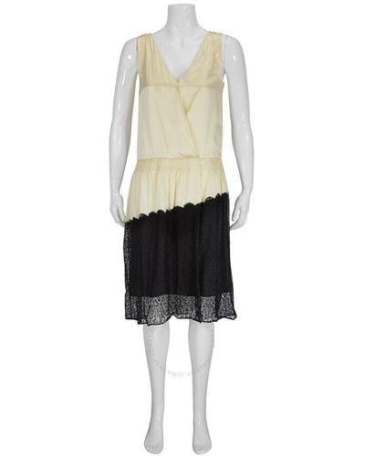 Burberry Silk Satin And Lace Sleeveless Dress - White