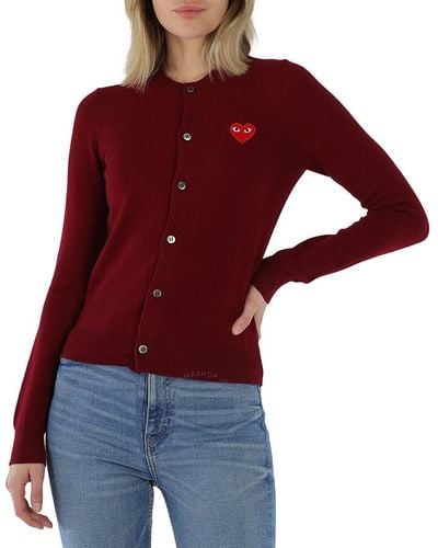 Comme des Garçons Heart Logo Cardigan - Red