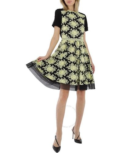 Burberry Floral-embroidered Lace Dress - Yellow