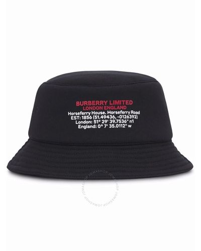 Burberry Location-print Cotton Bucket Hat - Black