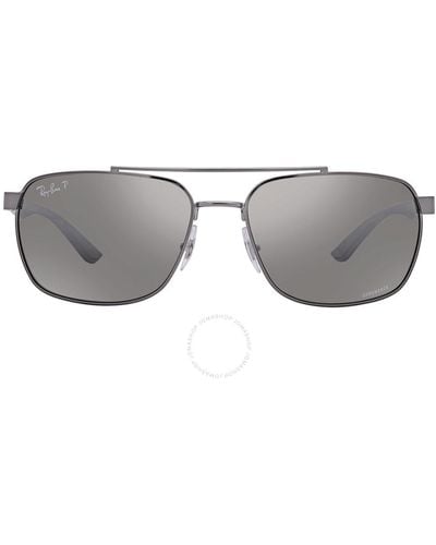 Ray-Ban Polarized Chromance Rectangular Sunglasses Rb3701 004/5j 59 - Grey