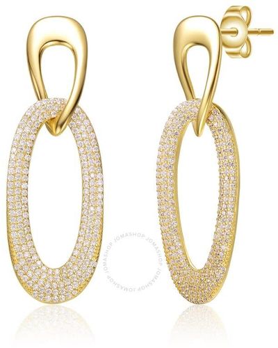 Rachel Glauber 14k Gold Plated Cubic Zirconia Drop Earrings - Metallic