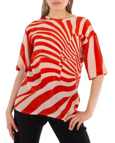 Roberto Cavalli Zebra Avantgarde Print Silk T-shirt - Red