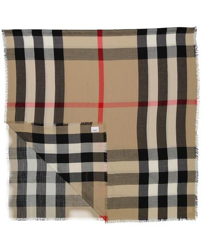Burberry Archive Check Cashmere Fringed Scarf - Green