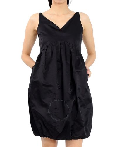 Burberry Duchess Satin Bubble Hem Dress - Black