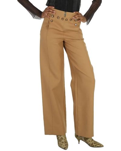Burberry Ryann Button-detail High-waisted Pants - Natural