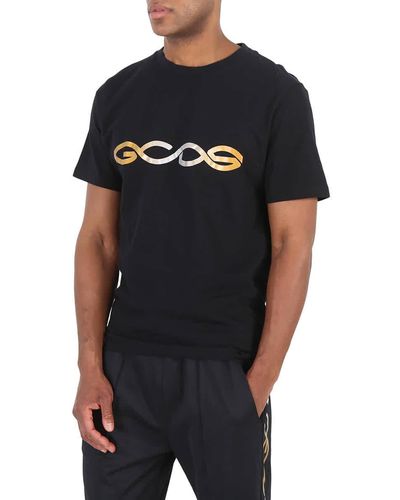 Gcds Reflective Logo Regular Cotton T-shirt - Black