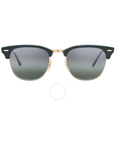 Ray-Ban Clubmaster Chromance Polarized Silver/green Sunglasses Rb3016 1368g4 51 - Grey