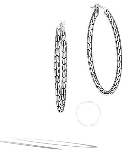 John Hardy Classic Chain Silver 40mm Hoop Earrings - White