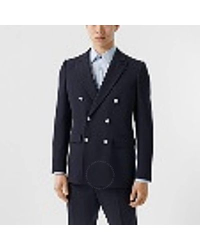 Burberry Navy Double-breasted English Tailored Jacket - Blue