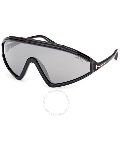 Tom Ford Lorna Smoke Mirror Shield Sunglasses Ft1121 01c 00 - Black