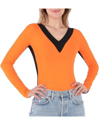 Burberry Bright V-neck Bodysuit - Orange
