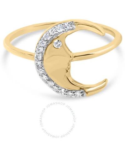 Haus of Brilliance 10k Gold 1/10 Cttw Diamond Crescent Moon Ring - Metallic