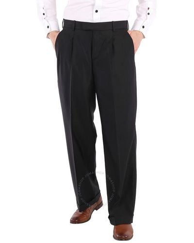 Burberry Wool Mohair Wide-leg Tailored Pants - Black