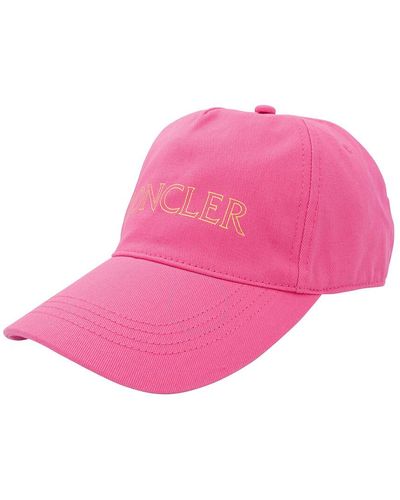 Moncler Dark Laminated Logo Baseball Cap - Pink