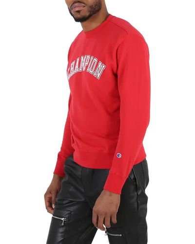 Champion French Terry Varsity Crewneck Sweatshirt - Red