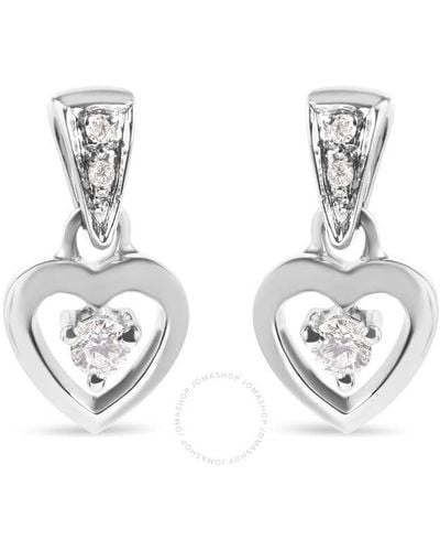 Haus of Brilliance 14k Gold 1/6 Cttw Diamond Dangle Heart Stud Earrings - Metallic