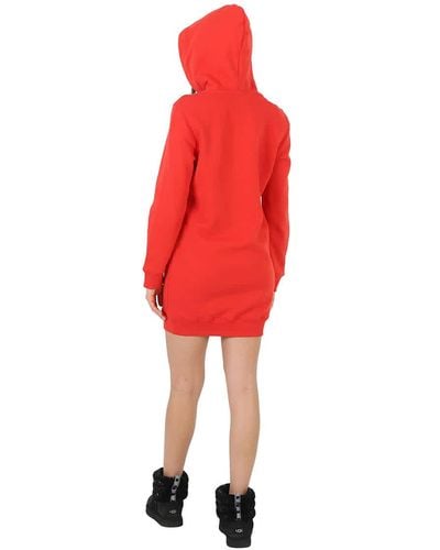 Moschino Teddy Bear Print Hoodie Dress - Red