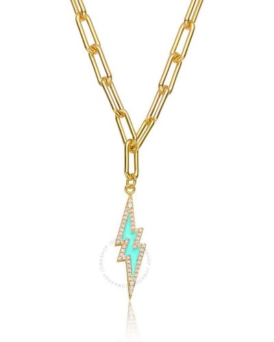 Rachel Glauber 14k Gold Plated Cubic Zirconia Charm Necklace - Metallic