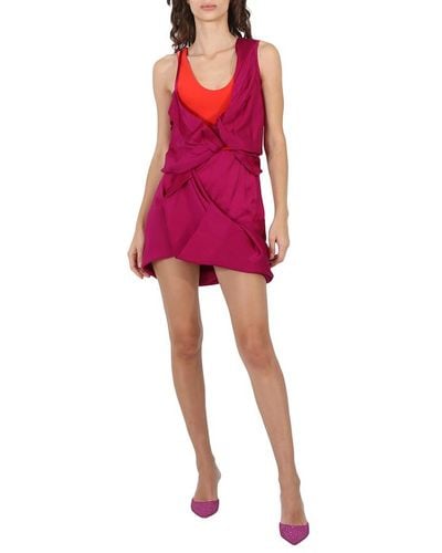Atlein Draped Satin And Crepe Dress - Red