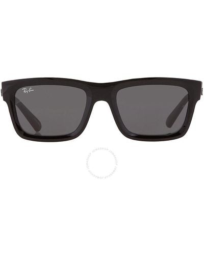 Ray-Ban Warren Bio Based Dark Gray Rectangular Sunglasses Rb4396 667787 54 - Black