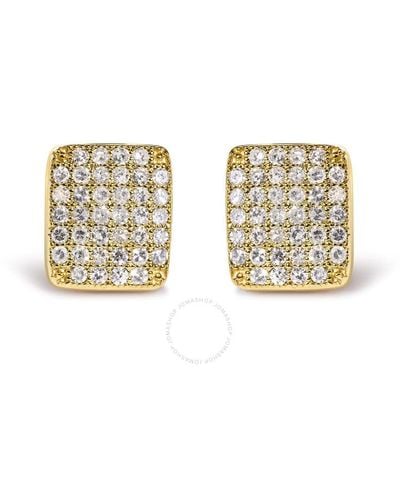 Haus of Brilliance 14k Gold 1/2 Cttw Diamond Square Shaped Composite Cluster Stud Earrings - Metallic