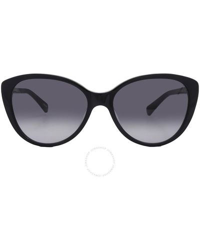 Kate Spade Dark Grey Shaded Cat Eye Sunglasses Visalia/g/s 0807/9o 55 - Black