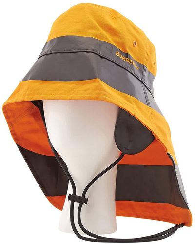Burberry Deep Orange/black Stripe Fisherman Bucket Hat - Multicolor