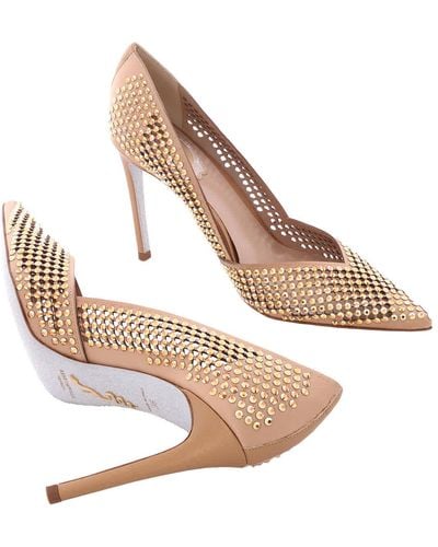 Rene Caovilla Gold Ginger Crystal Court Shoes - Metallic